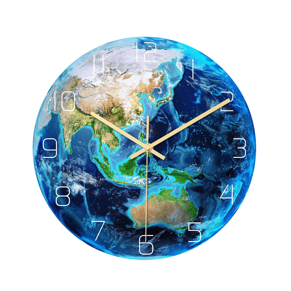 CC087 Creative Asia Luminous Earth Wall Clock Mute Wall Clock Quartz Wall Clock for Home Office Decorations - MRSLM