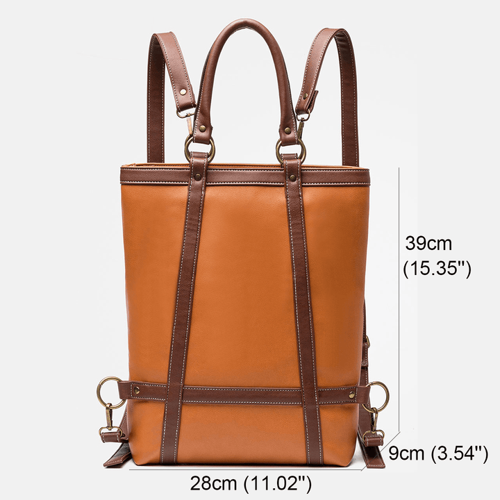 Men Women Large Capacity Multifunctional Faux Leather Fashion Business Bag Backpack Handbag - MRSLM