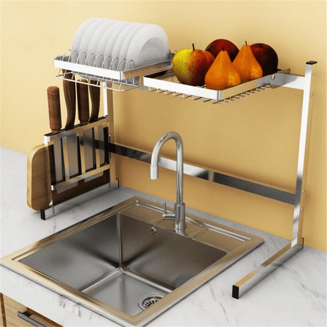 Stainless Steel Kitchen Dish Drying Rack Dish Drainer Rack Storage Shelf Rack Cup Plate Dish Rack Holders Organizer - MRSLM