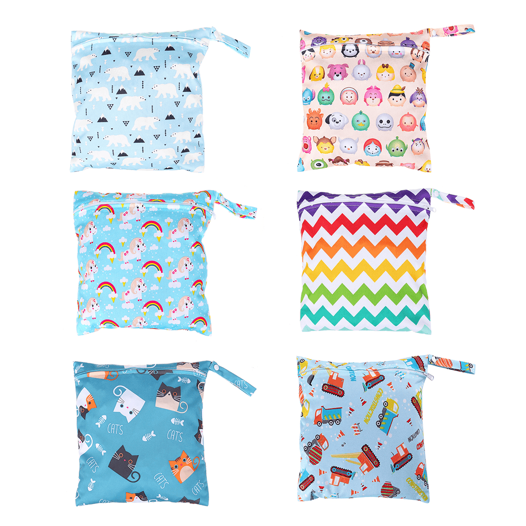 Reusable Waterproof Wet Dry Baby Diapers Bags Portable Travel Baby Nappy Changing Double Pocket Wetbags - MRSLM