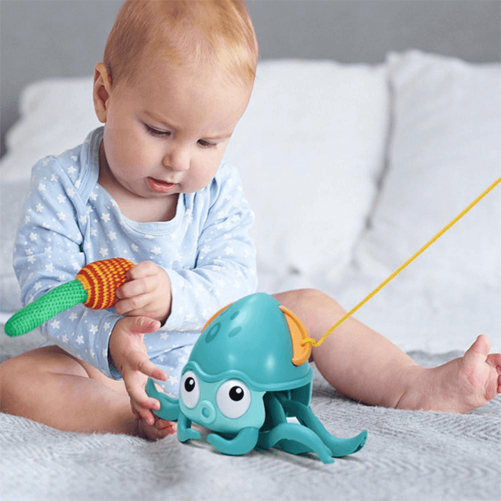 Amphibious Drag and Playing Octopus on the Chain Bathroom Water Toys Matchmaking Baby Crabs Clockwork Bath Toys Walking Octopus - MRSLM