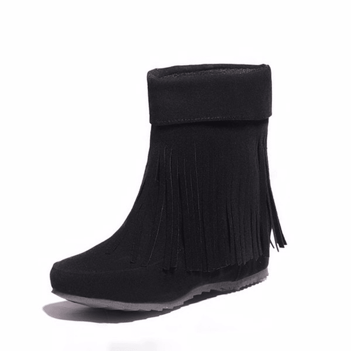 US Size 5-12 Women Suede Boot Outdoor Casual Fashion Tassels Comfortable Short Boots - MRSLM