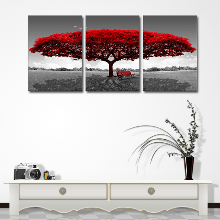 Miico Hand Painted Three Combination Decorative Paintings Redwood Tree Wall Art for Home Decoration - MRSLM