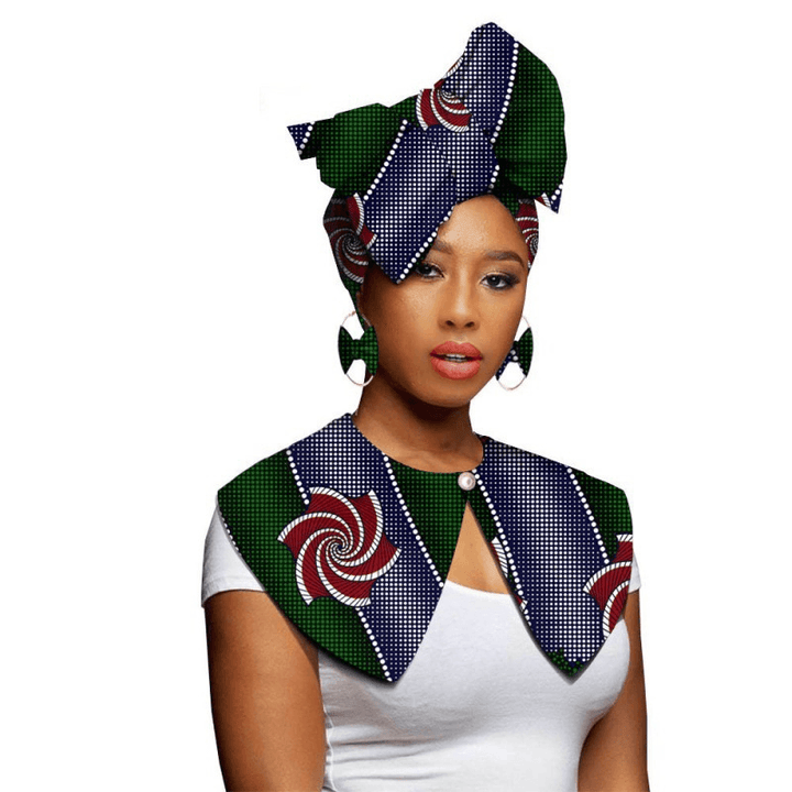 African Printing Batik Cotton Scarf Exaggerated Earrings Shawl African Earrings - MRSLM