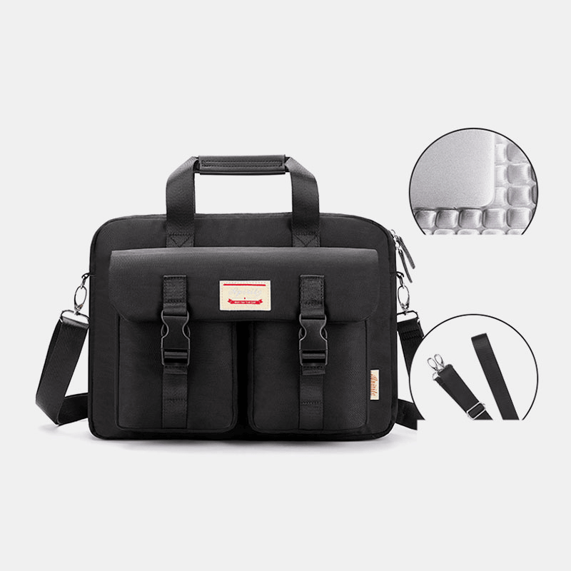 Men Oxford Double Front Pocket Large Capaciy Crossbody Shoulder Bag Casual 13.3/14/15.6 Inch Laptop Bag - MRSLM