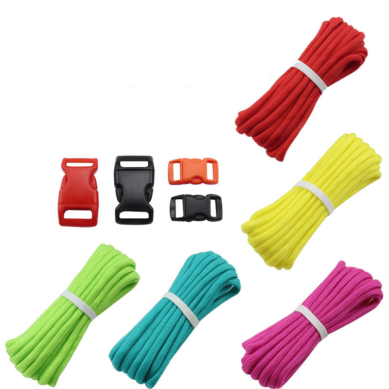 5Pcs/Set Outdoor EDC DIY Paracord Parachute Rope Cord Lanyard Survival Bracelet Knit Weaving Toos Kit with Buckle - MRSLM