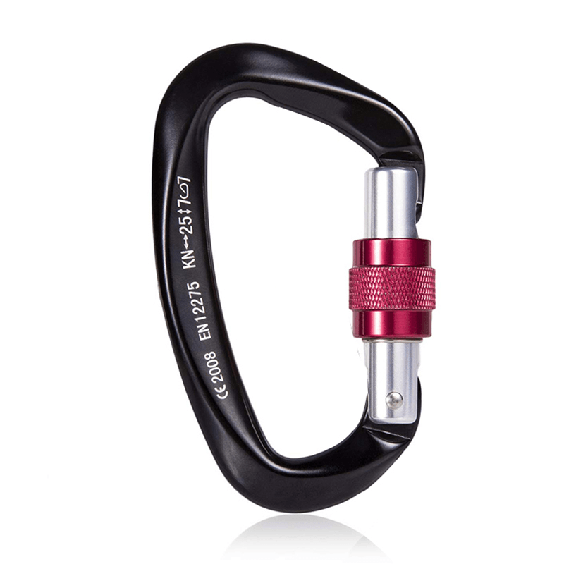 1Pc Aluminum D-Ring Carabiner 25KN Heavy Duty Climbing Hook Twist Lock Camping Climbing Travel - MRSLM