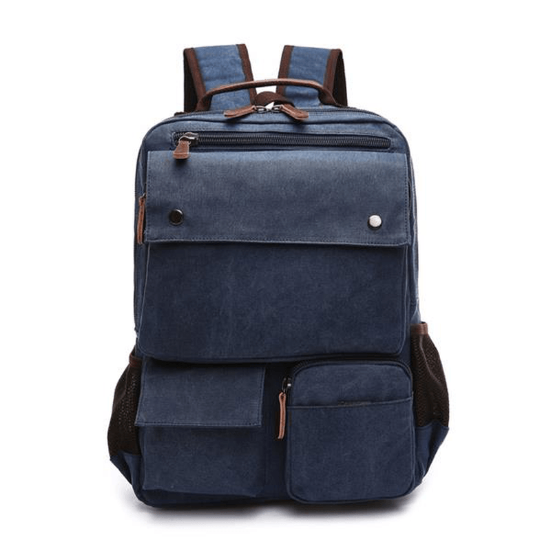 Men Canvas Big Capacity Travel Zipper Multifunctional Shoulders Bag Backpack - MRSLM