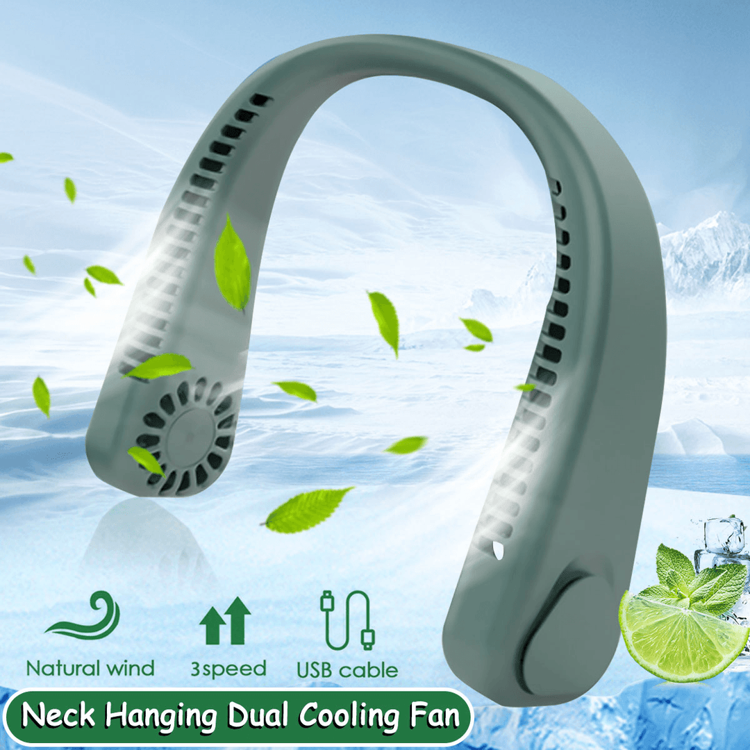 USB Portable Hanging Neck Fan Cooling Air Cooler Electric Air Conditioner Sports - MRSLM