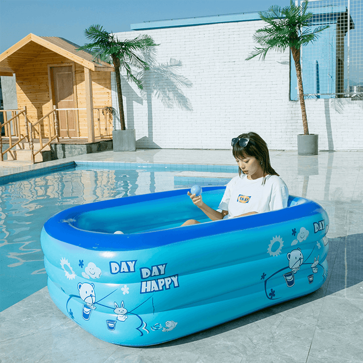 Full-Sized Family Inflatable Swimming Pool 3-Ring Inflatable Lounge Pool Summer Backyard for Adult Kids Babies - MRSLM