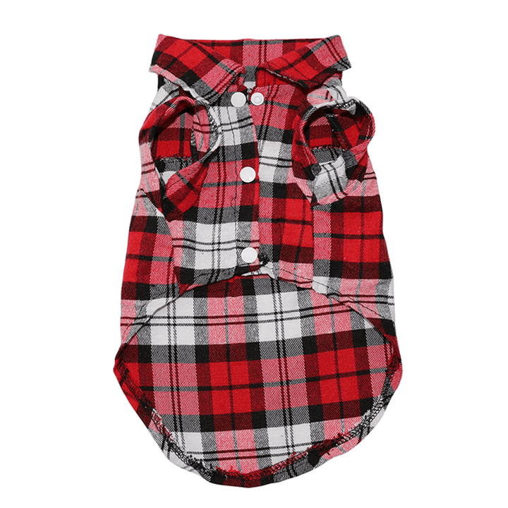 Pet Dog Clothes Soft Puppy Spring Summer Plaid Shirt Outfits Pet Clothing Pet T-Shirt - MRSLM