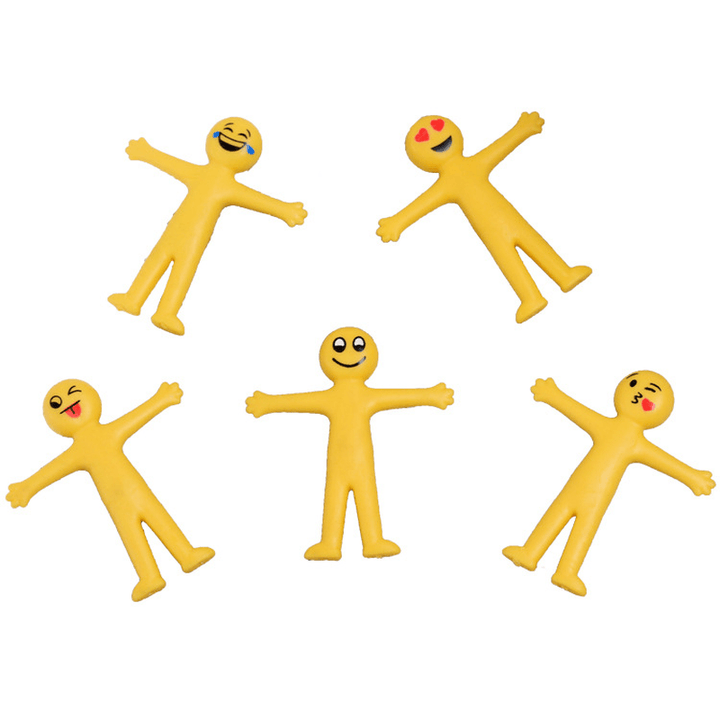 Smiley Face EMOJI Stretchable Little Yellow Man Yellow Villain Creative Tpr Decompression Toy Fold Soft Rubber Vent Doll - MRSLM