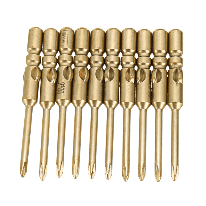 10Pcs 40Mm Magnetic Screwdriver Bits Hex Cross Head PH0 PH1 PH2 Bit for Electric Screwdriver - MRSLM