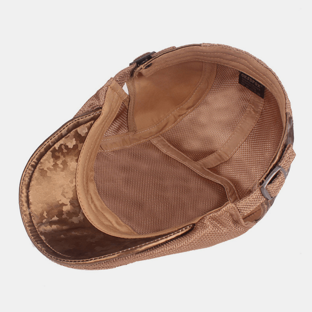 Unisex Cotton Mesh Breathable Fashion Outdoor Sunshade Forward Cap Beret Caps Flat Hat - MRSLM