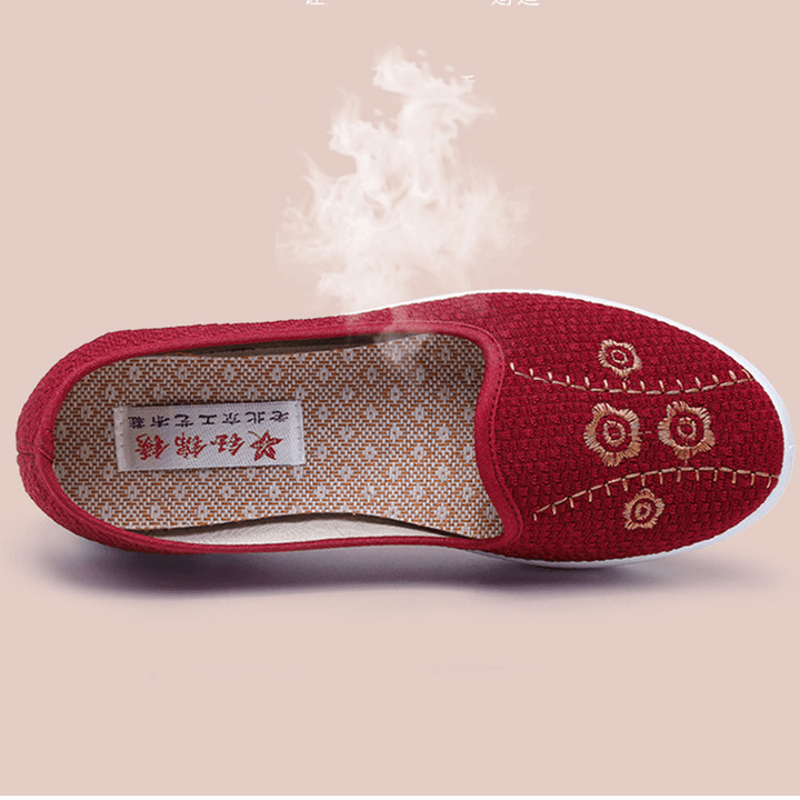 Women Embroidery Comfy Breathable Casual Shallow Slip on Flat Loafers - MRSLM