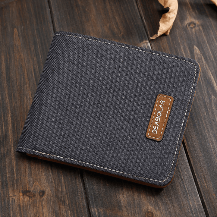 Men Canvas Slim Billfold Wallet Clutch Handbag Credit Card Purse Holder - MRSLM