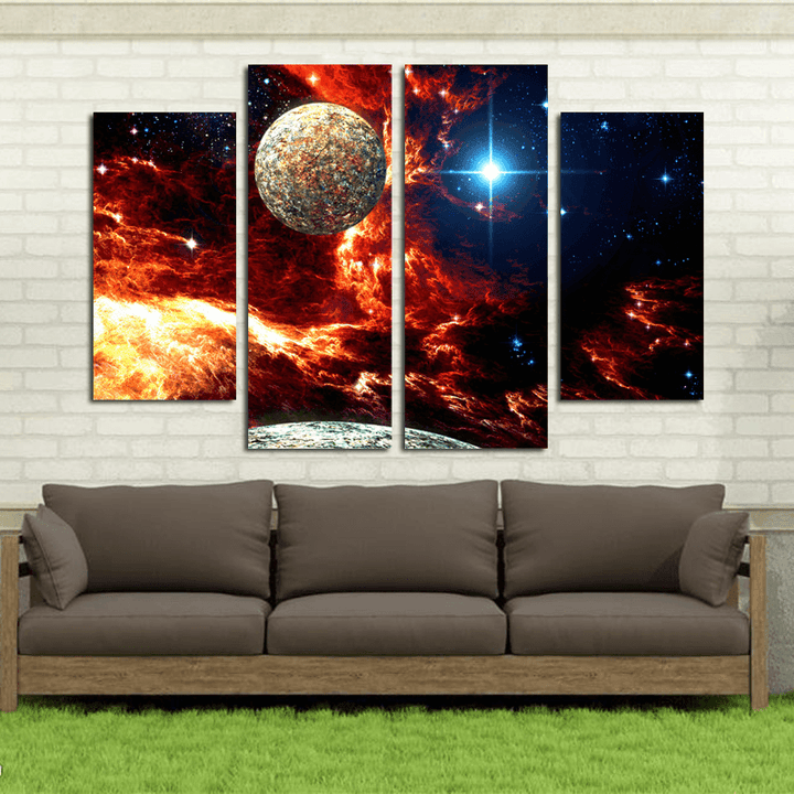 Miico Hand Painted Four Combination Decorative Paintings Cosmic Starry Sky Wall Art for Home Decoration - MRSLM