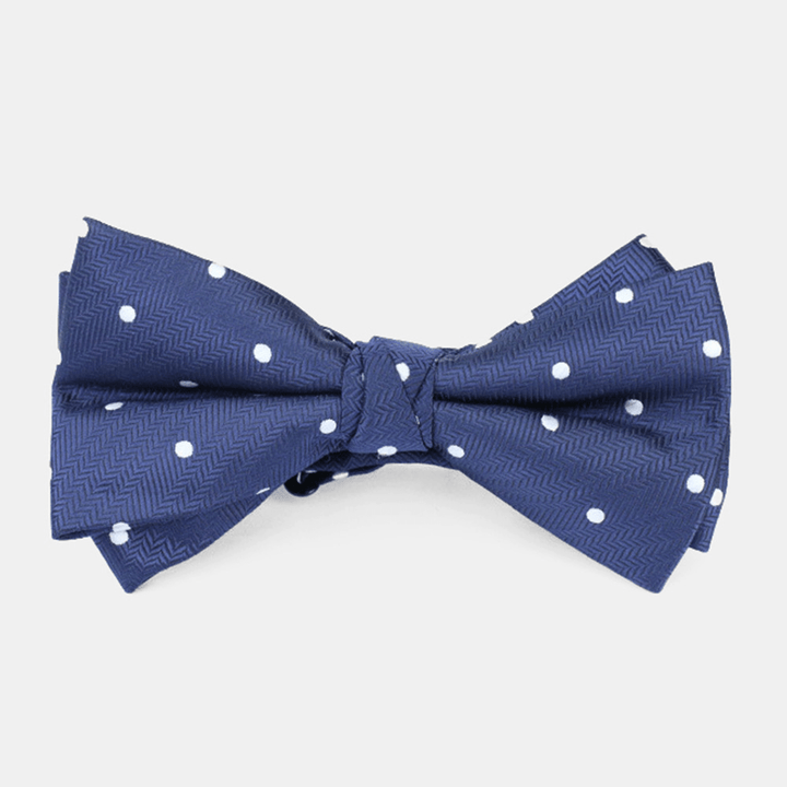 Men Dacron Cartoon Geometric Pattern Jacquard Double Layer Bowknot Formal Suit Bow Tie - MRSLM