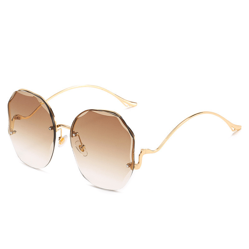 Fashion round Frame Sunglasses with Rimless Trim - MRSLM