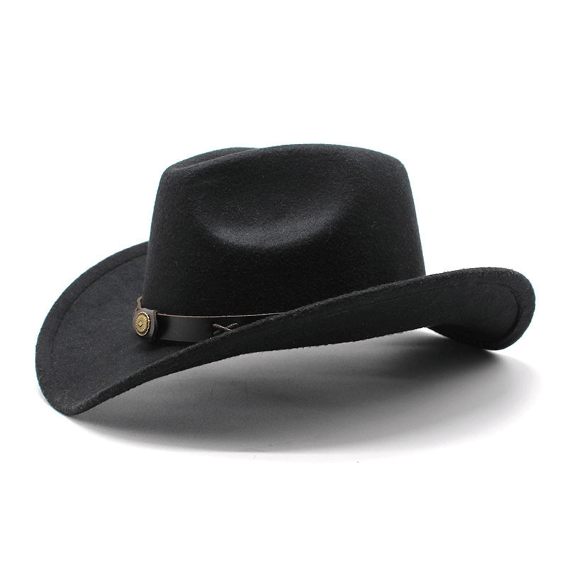 European and American Style Western Cowboy Hat Cross-Border Autumn and Winter Woolen Jazz Hat - MRSLM