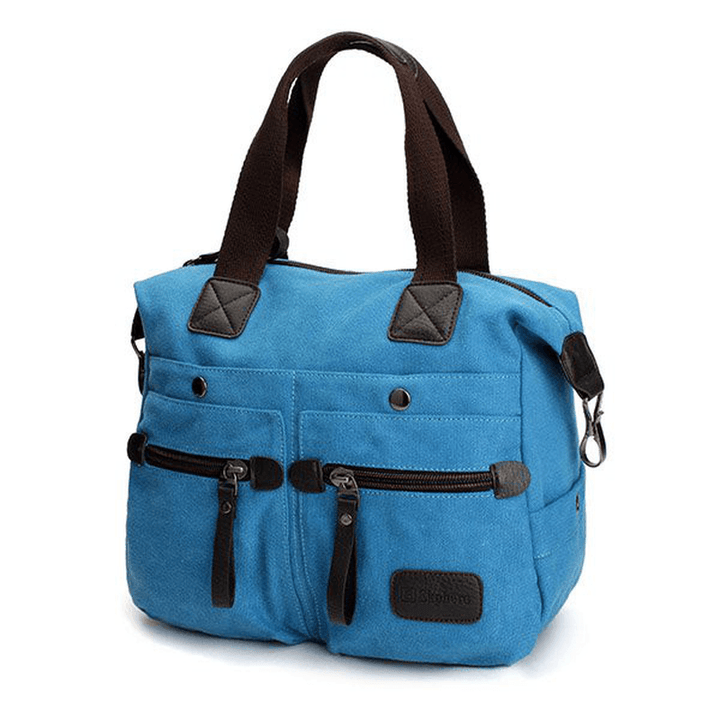Ekphero Women Men Canvas Multi Pocket Handbags Casual Pillow Shoulder Crossbody Bags - MRSLM