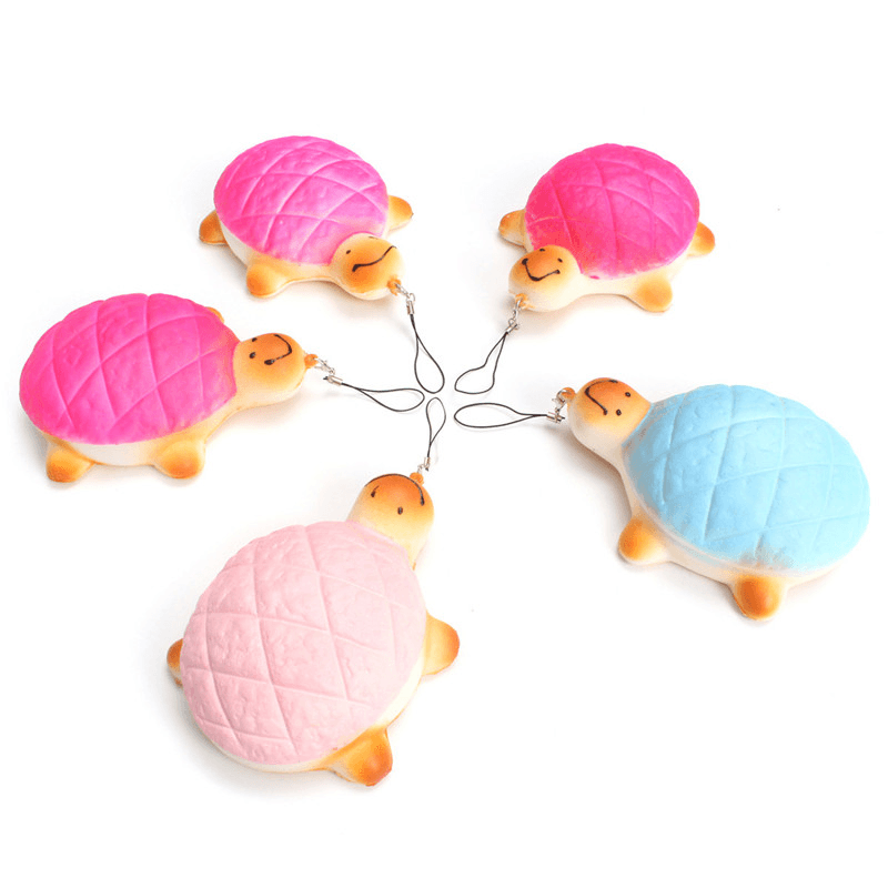 13Cm Soft Kawaii Cute Little Turtle Phone Bread Bun Squishy Charms with Rope Random Color - MRSLM