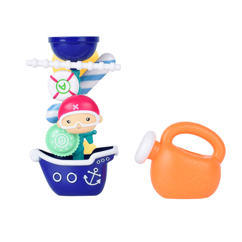 Children'S Bathroom Bath Toy Pirate Ship Windmill Turn Happy - MRSLM