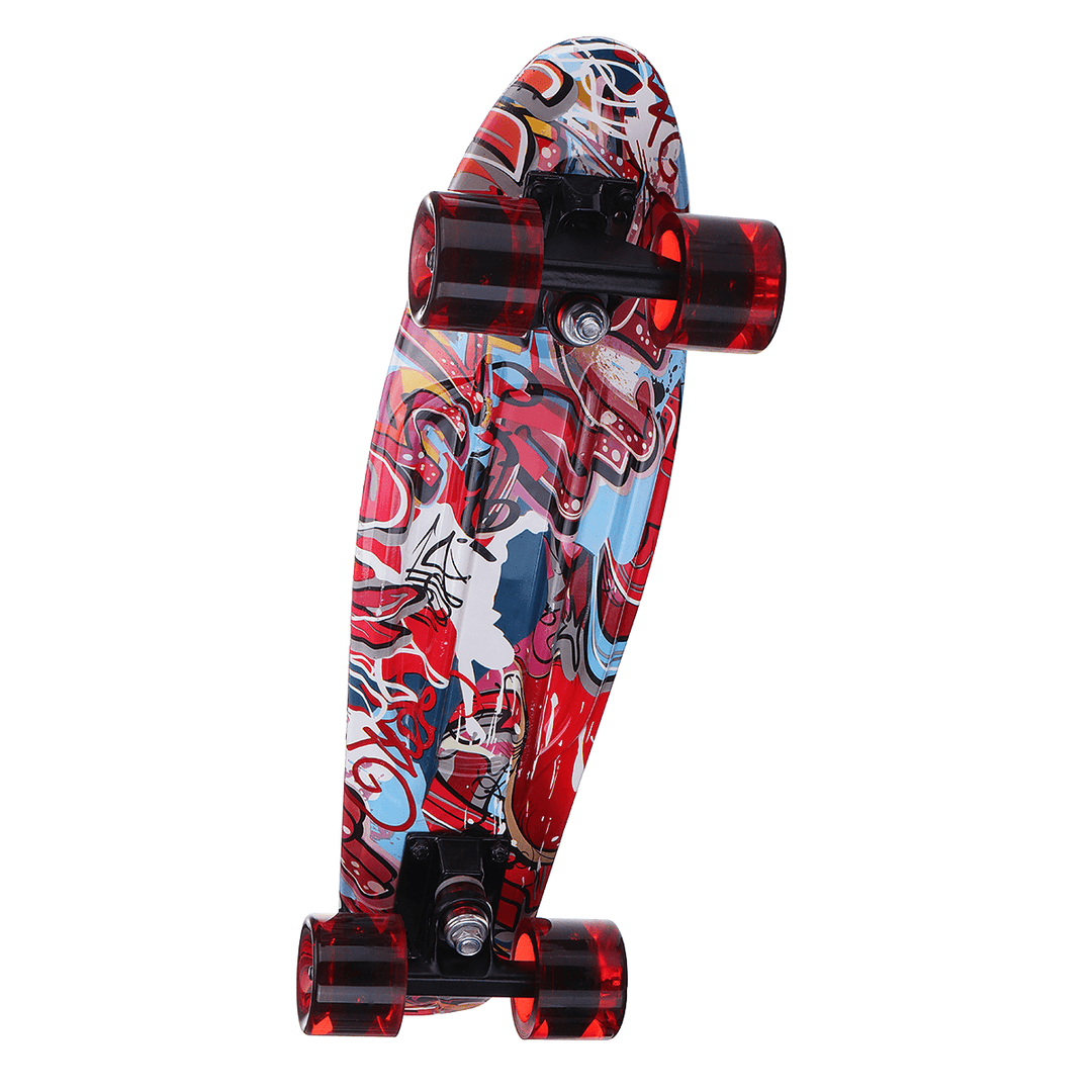 22" Mini Skateboards Kids Sport Long-Board with LED Wheels for Children Beginners Ages 6-12 - MRSLM