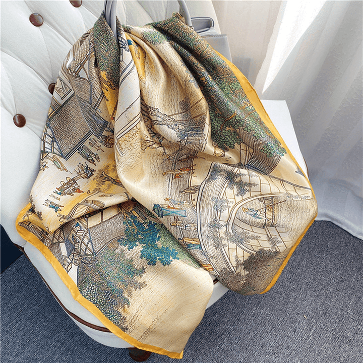 Silk Scarf Large Square Scarf Women Shawl - MRSLM