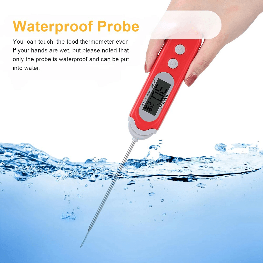 -50℃~300℃ LED Display Waterproof Probe Thermometer Speed Reading Thermometer Water Food Thermometer for Home Kitchen Cooking Baking Grilling - MRSLM