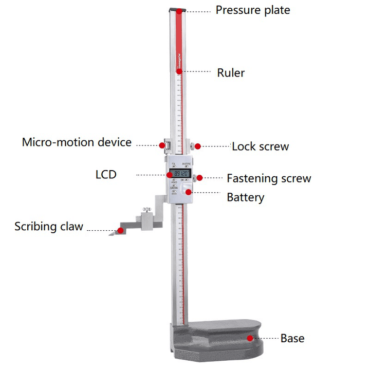 Guanglu 200Mm 300Mm LCD Electronic Digital Display Height Ruler Height Measuring Instrument - MRSLM