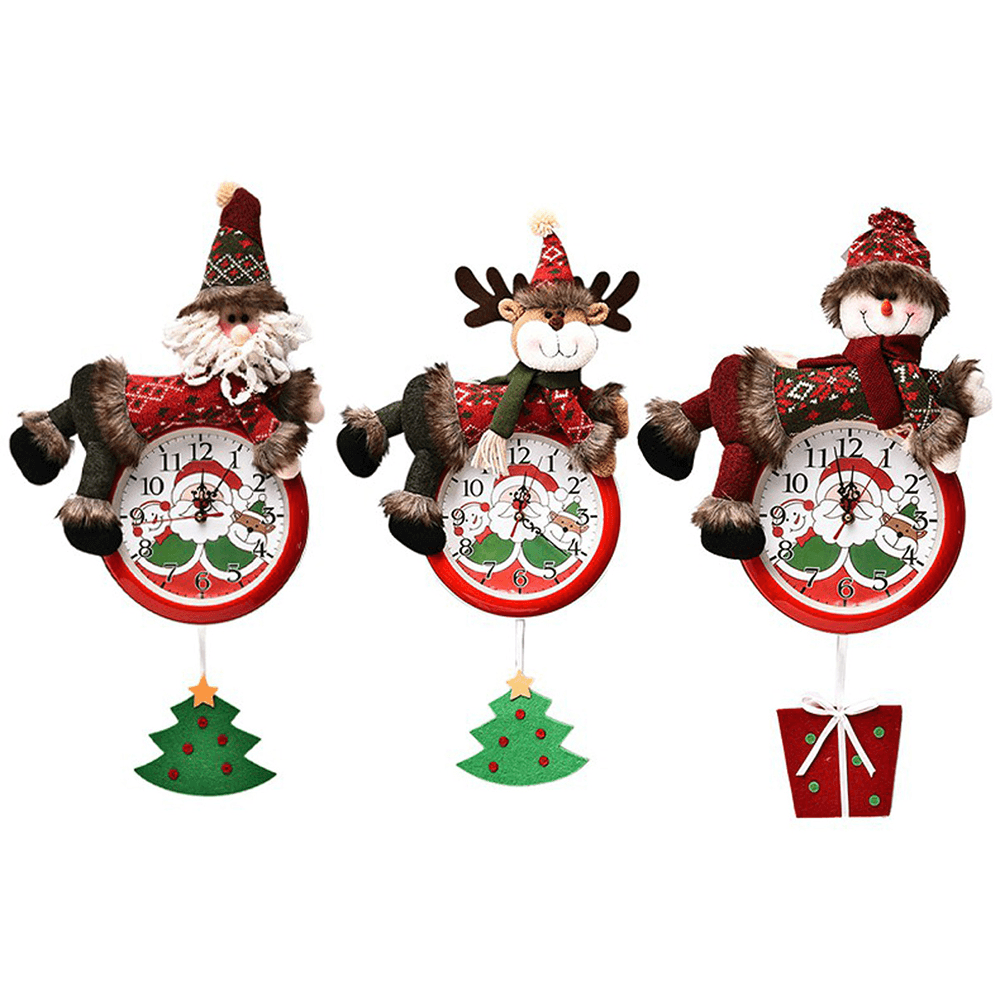 2020 Christmas Wall Hanging Clock New Fashion Battery Powered Needle Clocks Xmas for Home Party Pendant Decor - MRSLM