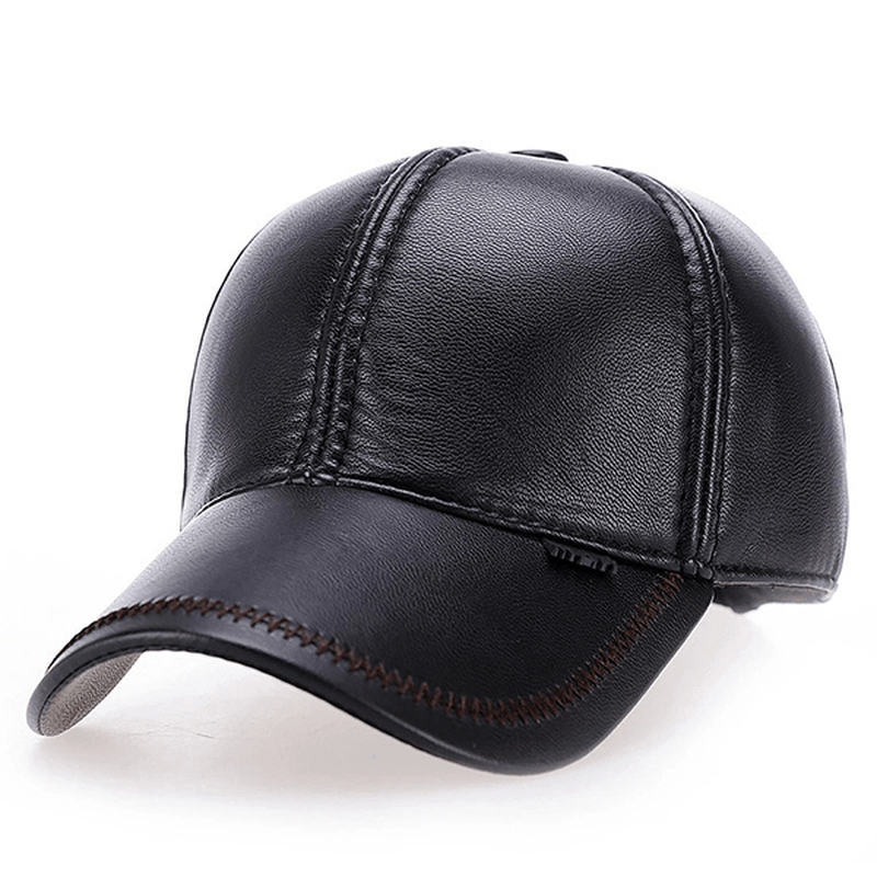 Ens Adjustable Earmuffs Artificial Leather Baseball Cap - MRSLM