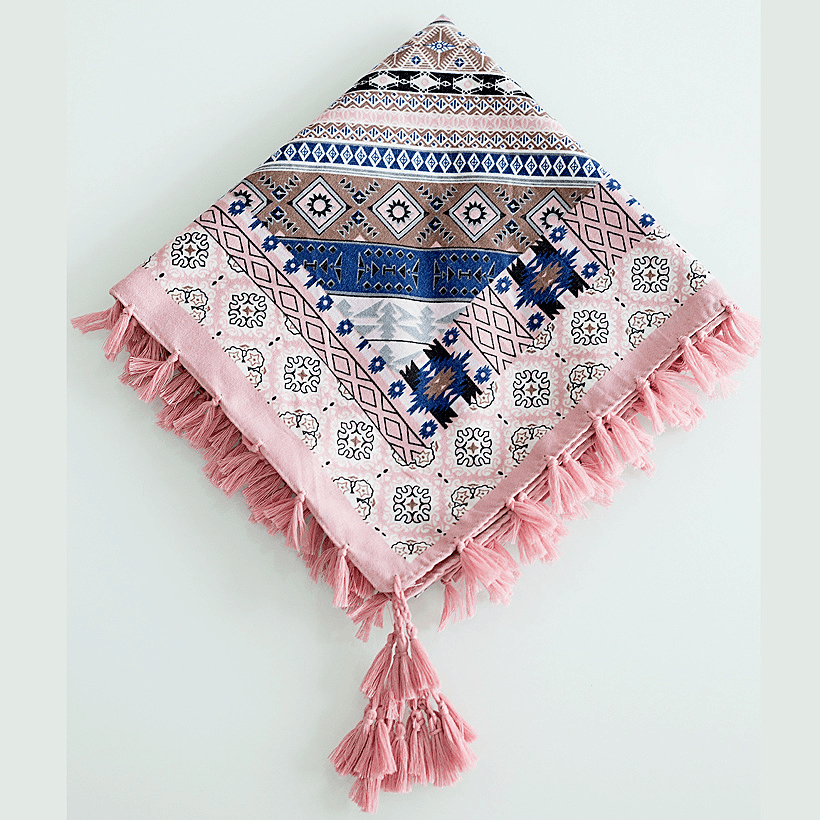 Ethnic Style Fringed Scarf Jacquard Square Scarf - MRSLM