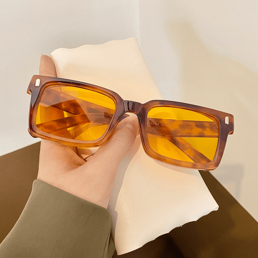 New Retro Square Small Frame Sunglasses Female Fashion round Face All-Match Plain Sunglasses Anti-Ultraviolet - MRSLM