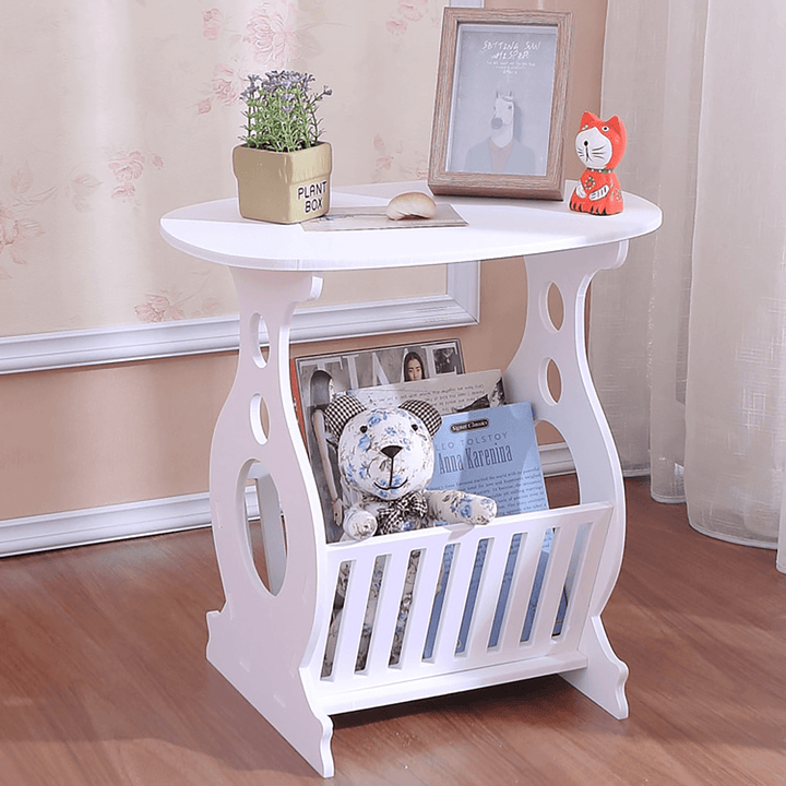 Mini Tea Table PVC Plastic Oval Coffee Home Living Room Storage Rack Bedside - MRSLM