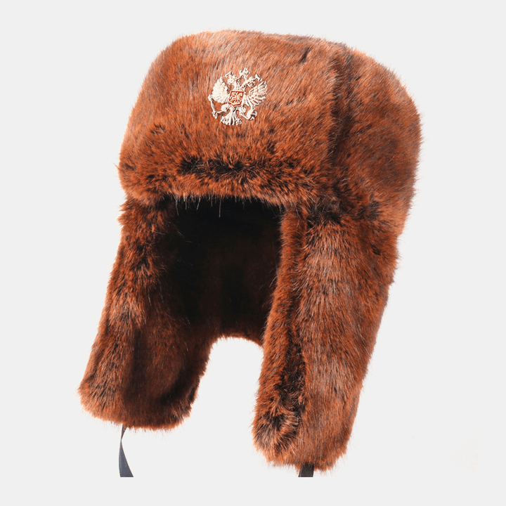 Unisex plus Velvet Soviet Badge Warm Windproof Ear Flaps Protection Outdoor Trapper Hat Ushanka Hat - MRSLM