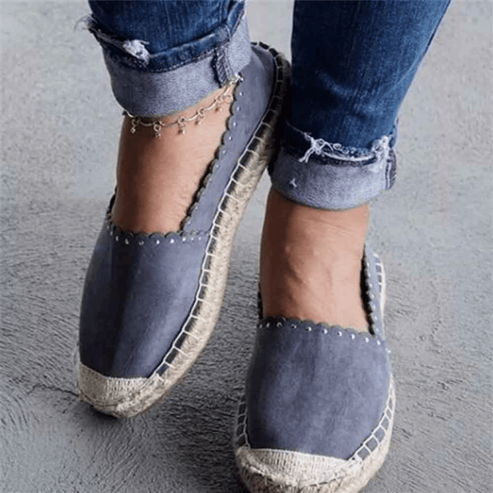 Women Casual Comfy Breathable Espadrille Flat Slip on Flats - MRSLM