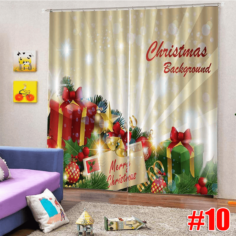 2PCS 3D Print Window Curtain Drapery Door Screen Panel for Christmas Decoration - MRSLM