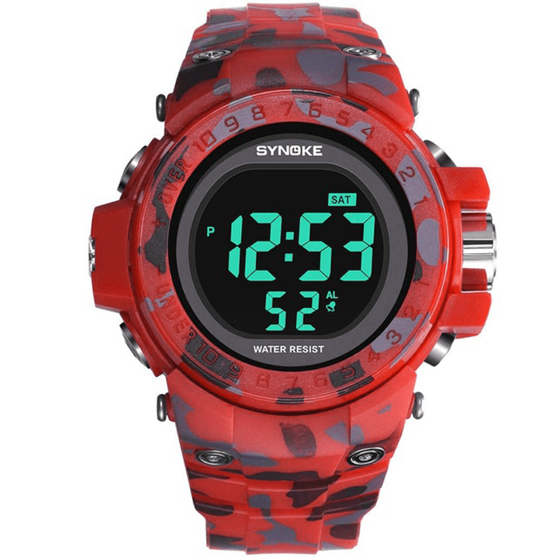 SYNOKE 9030 Fashion Men Watch Waterproof Week Display Alarm EL Light Camouflage Digital Watch - MRSLM