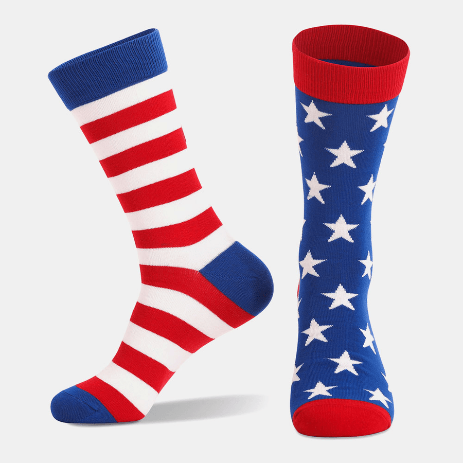 3Pcs Unisex Striped American Flag Pattern Breathable Tube Sock - MRSLM