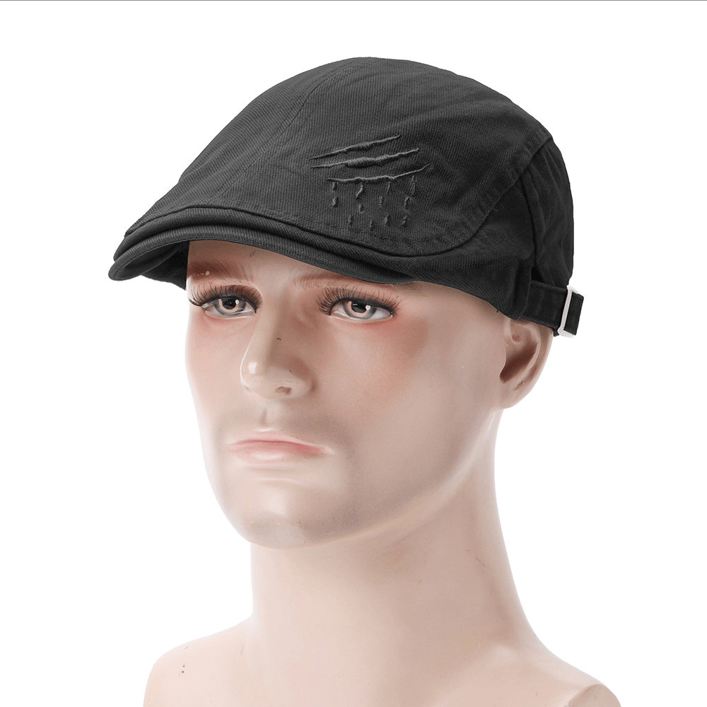 Men Women Cotton Embroidery Double-Sided Adjustable Painter Beret Caps Newsboy Flat Hat - MRSLM