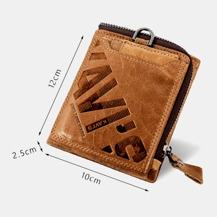 Men Genuine Leather Multifunction Retro Bifold Multi-Card Slot Card Holder Coin Purse Wallet Money Clip - MRSLM