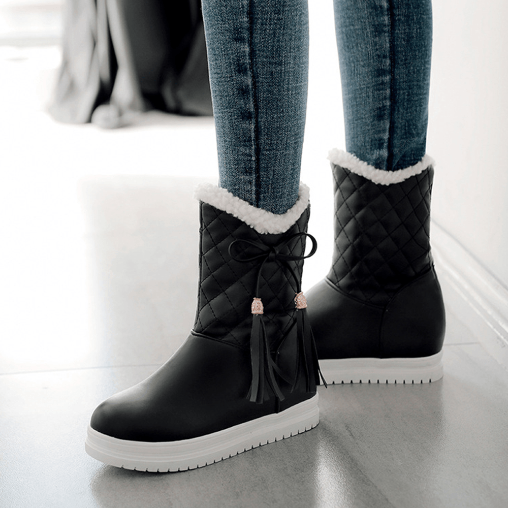 Warm Flat Platform Slip on Causal Soft Ankle Snow Boots - MRSLM