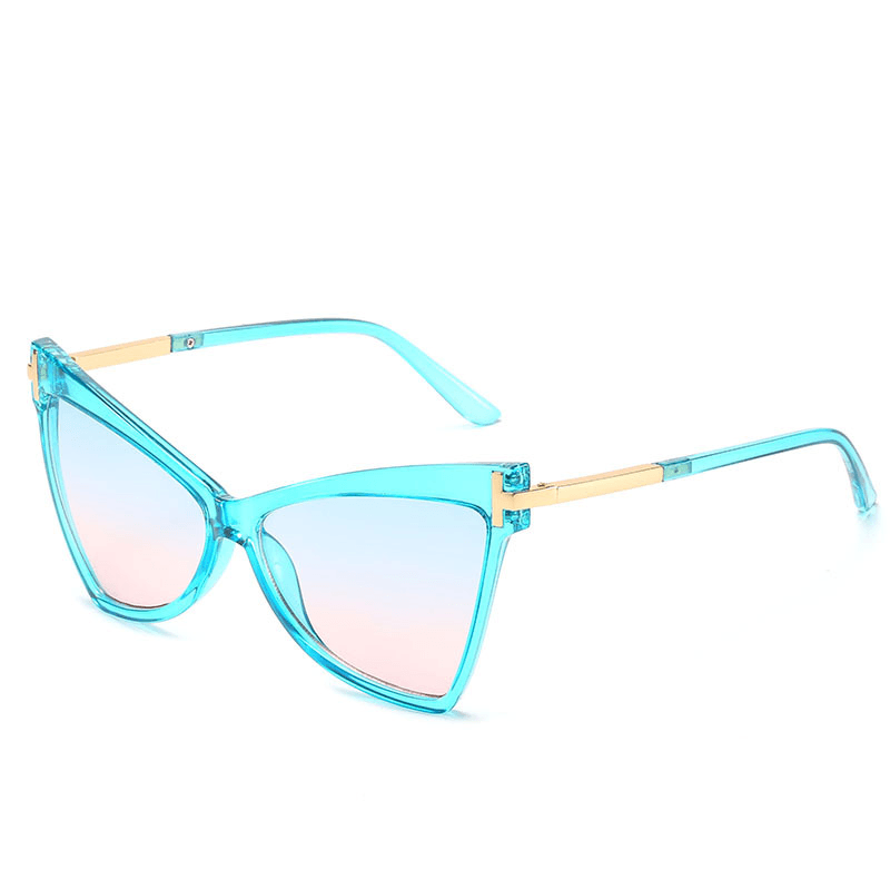 Fashion Triangle T-Shaped Ocean Color Cat Eye Glasses - MRSLM