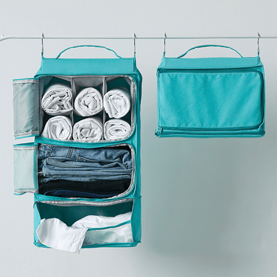 Portable Travel Removable Large Capacity Space Saving Hanging Cloth Storage Bag Canvas Cloth Closet - MRSLM