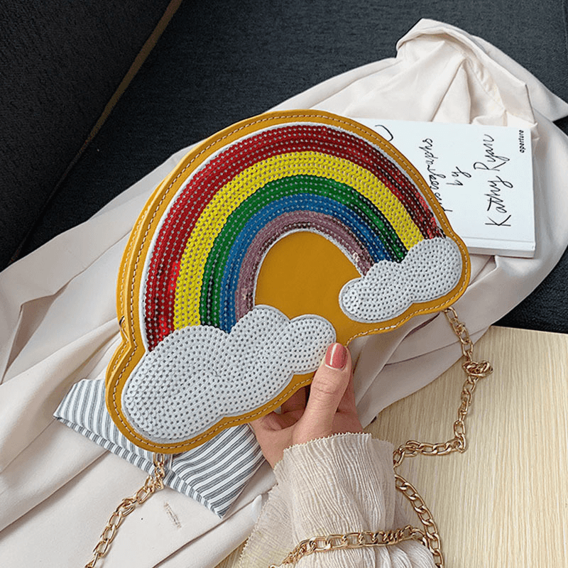 Women Creative Unique Cloud Shape Sequin Contrast Color Funny Shoulder Bag Cross Body Bag - MRSLM