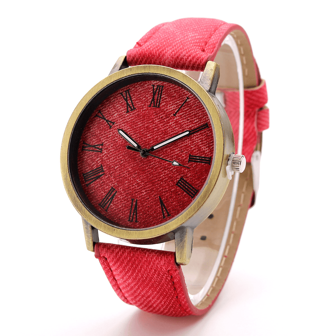 Fashion Colorful Strap Denim PU Strap Casual Dial Men Women Watch Quartz Watch - MRSLM