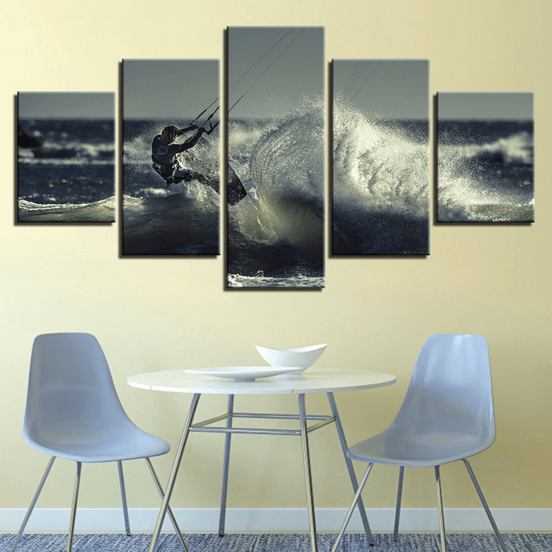 5PCS Modern Home Room Wall HD Art Picture Surfing Spray Painting Decor Walls Sticker - MRSLM