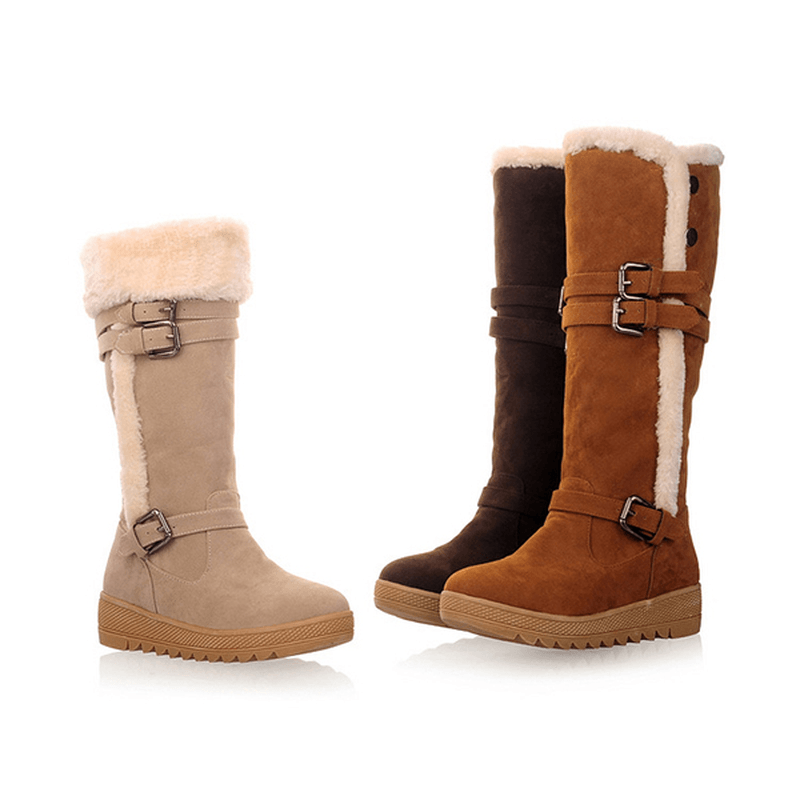 US Size 5-12 Women Winter Fur Lining Keep Warm Mid Calf Snow Boots - MRSLM